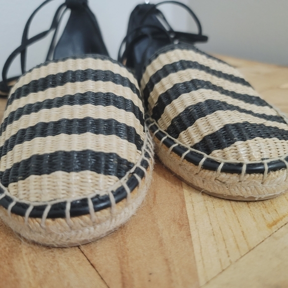 Sam Edelman Circus Lilly black stripe espadrille lace up flats - Picture 7 of 11